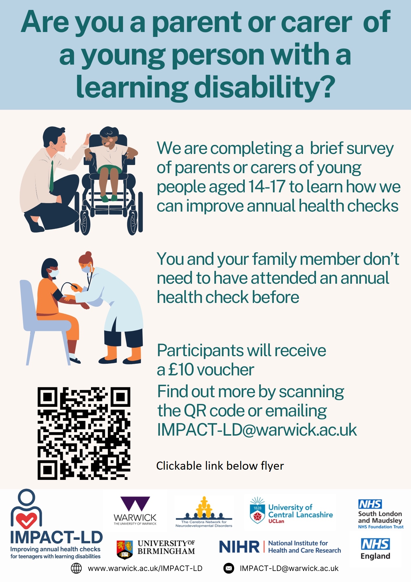 University oWarwick Annual Health Check Survey flyer